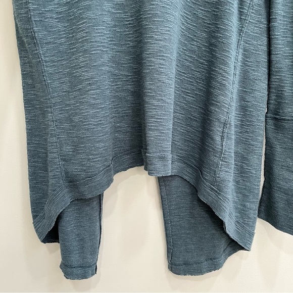 We The Free Muted Blue Split Back Turtleneck Long Sleeve Textured Top Size Small - Picture 6 of 12